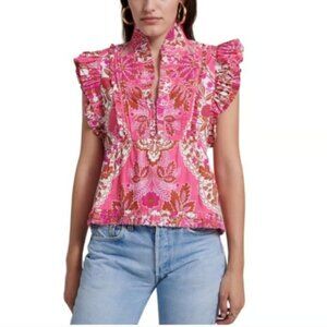 Love the Label Anthropologie Berna Floral Ruffled Top Boho Summer - Medium
